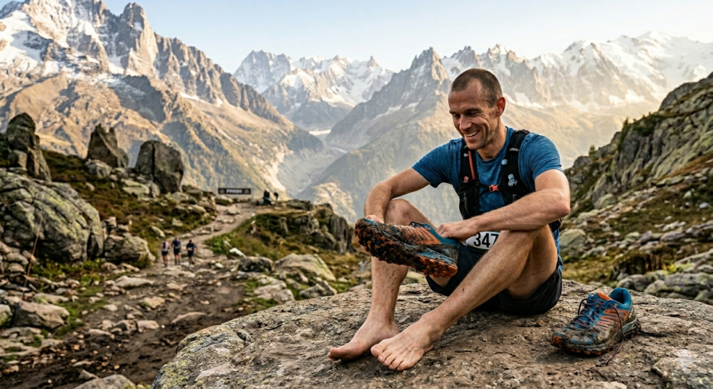 Durable best trail running shoes 2026 eco friendly model shown after a mountain ultramarathon.