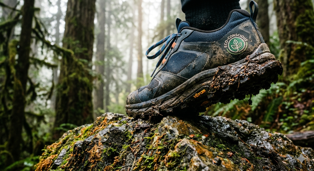 Durable best trail running shoes 2026 eco friendly model shown after a mountain ultramarathon.