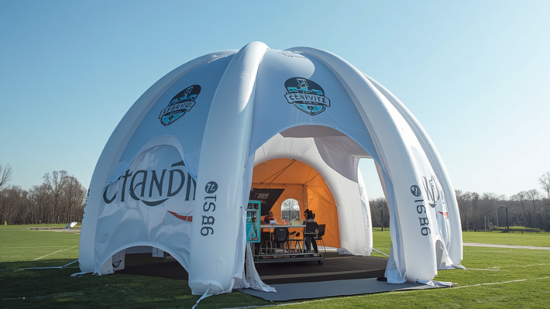 A cozy camping tent glowing warmly in a misty pine forest at dusk for a restorative outdoor experience.