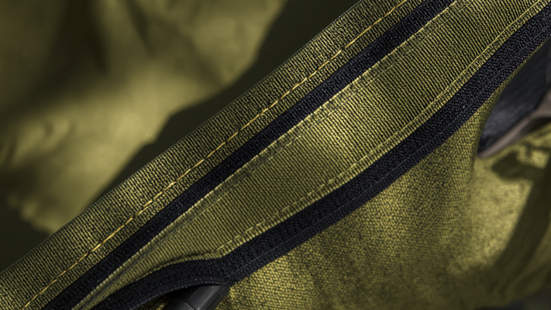 Close-up of high-quality camping chair fabric and reinforced stitching for durability.
